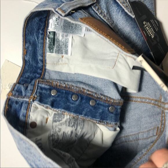 NWT RARE COLLECTORS Levi’s 501 High Rise Logo Striped Denim Shorts - Picture 5 of 6